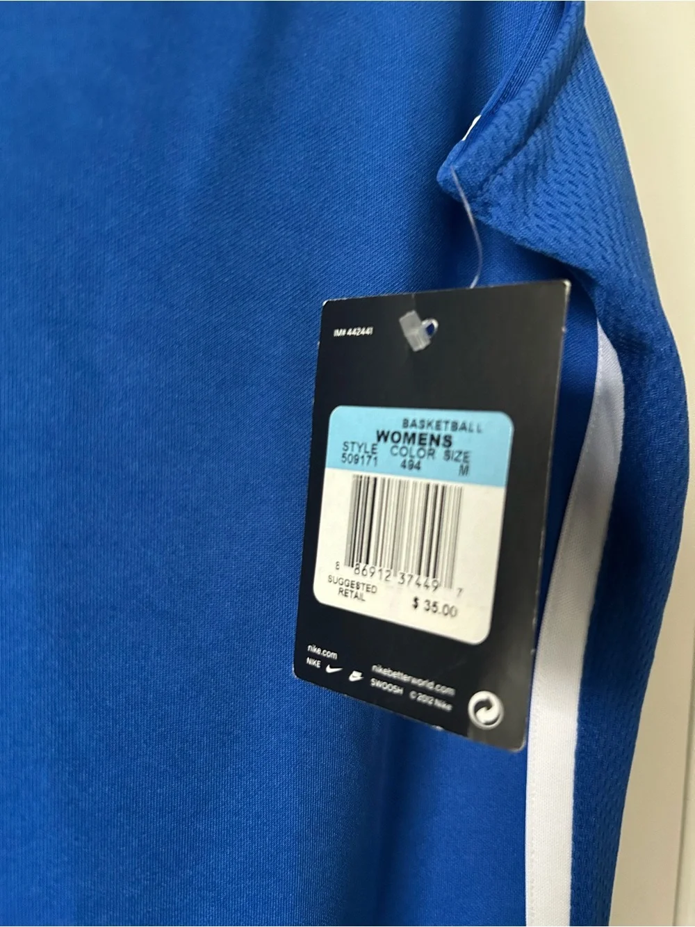 NWT - Nike Blue Athletic Basketball  Sleeveless Long Top with White Side Stripes